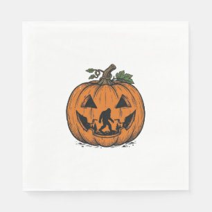 Vintage Bigfoot Pumpkin Halloween Vector Design_1 Napkin