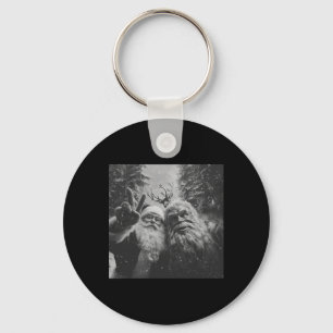 Vintage Bigfoot Santa Claus Selfie Christmas Key Ring
