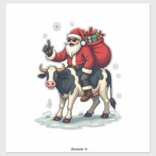Vintage Bigfoot Santa Riding Cow Christmas Funny F