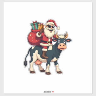 Vintage Bigfoot Santa Riding Cow Christmas Funny F