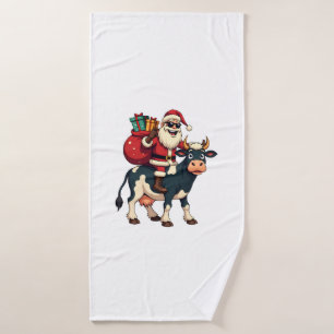 Vintage Bigfoot Santa Riding Cow Christmas Funny F Bath Towel