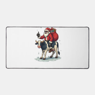 Vintage Bigfoot Santa Riding Cow Christmas Funny F Desk Mat