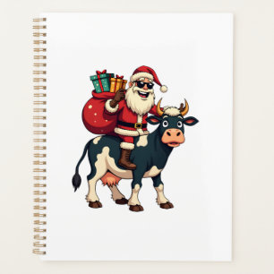 Vintage Bigfoot Santa Riding Cow Christmas Funny F Planner