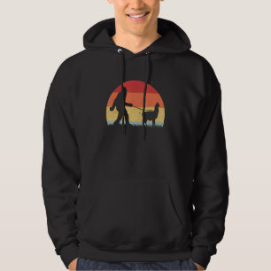 Vintage Bigfoot Walking Llama Sasquatch Funny Gift Hoodie