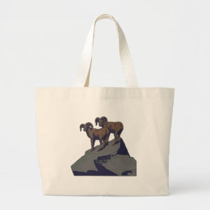Vintage Bighorn Sheep Wildlife Park Large Tote Bag