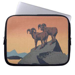 Vintage Bighorn Sheep Wildlife Poster Art Laptop Sleeve