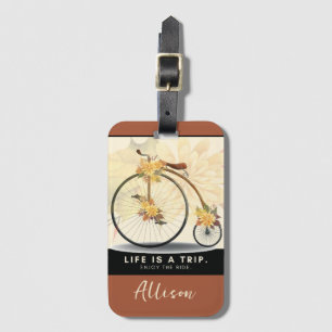 Vintage Bike Enjoy the Ride Personalised Luggage Tag