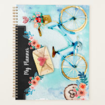 Vintage Bike Heart Mail Floral Watercolor Planner