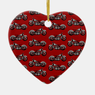 Vintage Bike Pattern Ceramic Tree Decoration