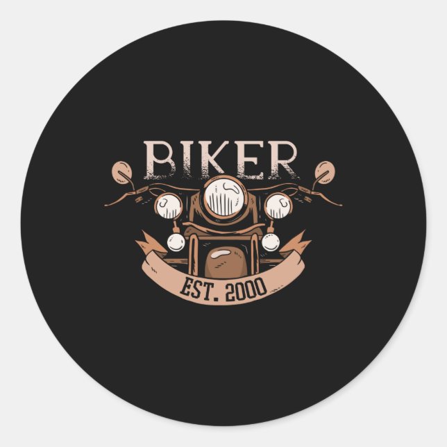 Vintage Biker Classic Round Sticker (Front)
