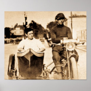 Vintage Biker Outlaw Motorcycle & Sidecar Poster