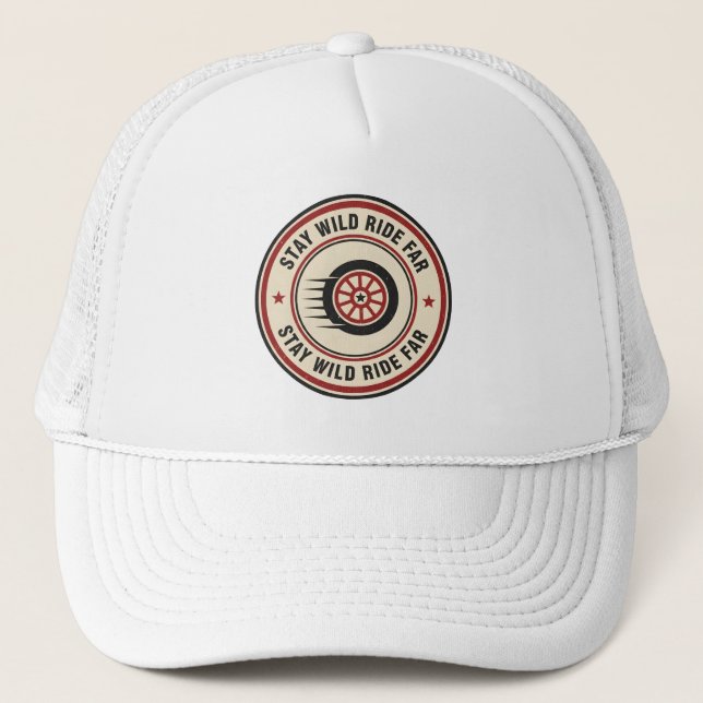 Vintage Biker Road Motion Trucker Hat (Front)