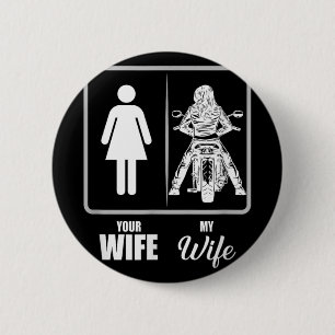 Vintage Biker Wife Valentine - Uni Adults, Black, 6 Cm Round Badge