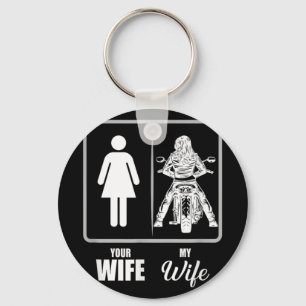 Vintage Biker Wife Valentine - Uni Adults, Black, Key Ring