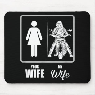 Vintage Biker Wife Valentine - Uni Adults, Black, Mouse Mat
