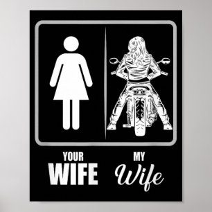 Vintage Biker Wife Valentine - Uni Adults, Black,  Poster