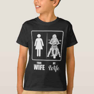 Vintage Biker Wife Valentine - Uni Adults, Black, T-Shirt