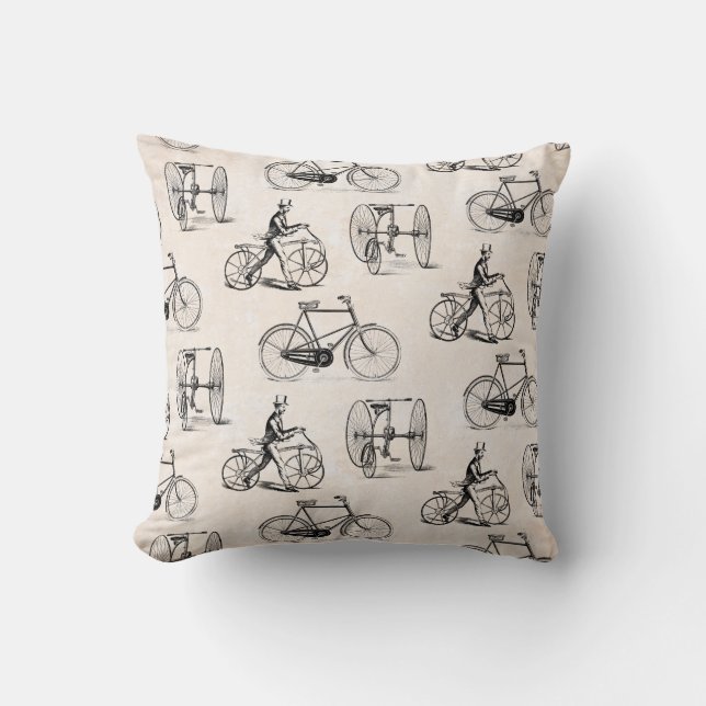 Vintage Bikes and Tricycles Elegant Retro Bike Cushion (Front)