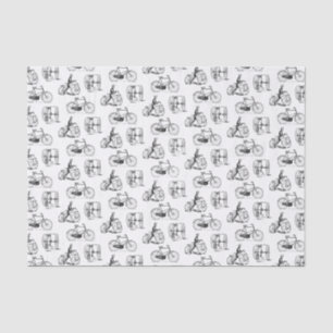 Vintage Bikes and Tricycles Elegant Retro Velo Tissue Paper