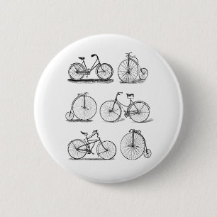 Vintage bikes for retro cyclists button badge