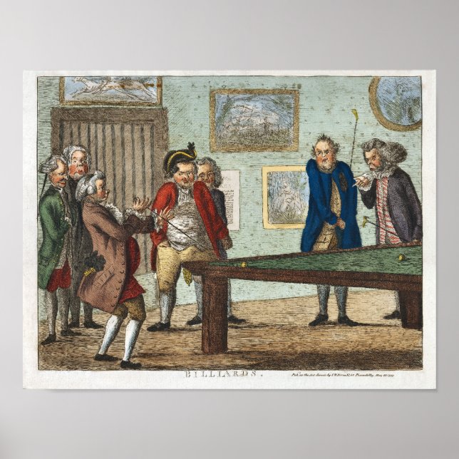 Vintage Billards Print Early Caricatures Poster (Front)