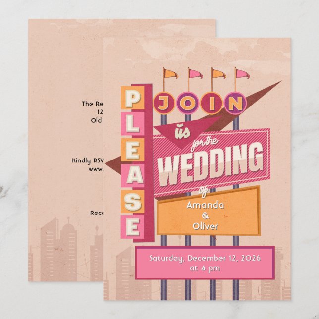 Vintage Billboard Wedding  Invitation (Front/Back)