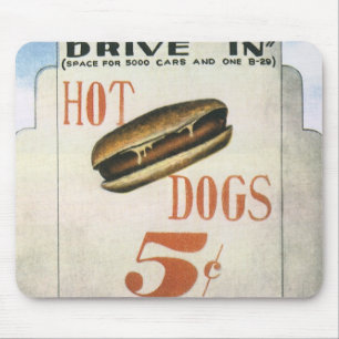 Vintage Billboard, Worlds Largest Drive In Hotdogs Mouse Mat
