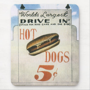 Vintage Billboard, Worlds Largest Drive In Hotdogs Mouse Mat