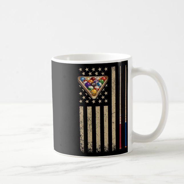 Vintage Billiard American Flag Pool Player  Coffee Mug (Right)
