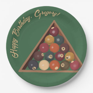 Vintage Billiard Balls Custom Pool Table Themed Paper Plate