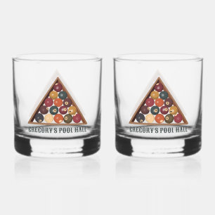 Vintage Billiard Balls Custom Pool Table Themed Whiskey Glass