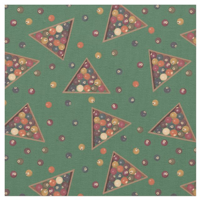 Vintage Billiard Balls Pool Table Themed Fabric (Close Up)