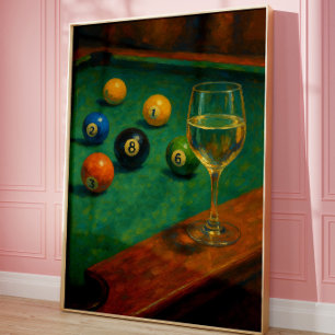 Vintage Billiards Wall Art Pool Table