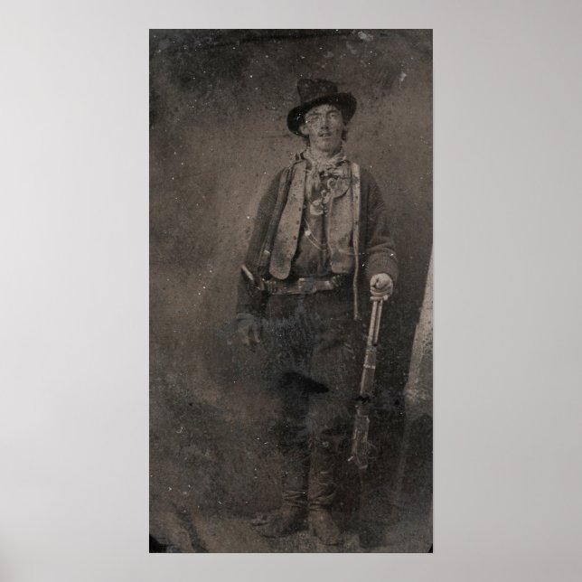 Vintage Billy the Kid Old West Outlaw Poster (Front)