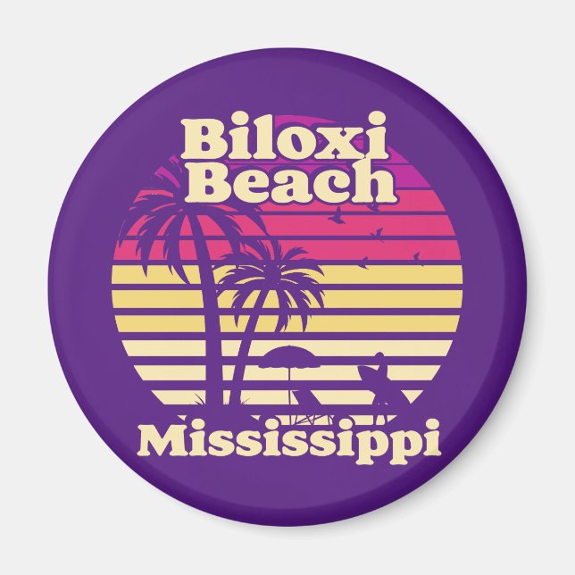 Vintage Biloxi Beach Mississippi Magnet (Front)