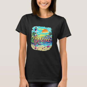 Vintage Biloxi Mississippi Sunset Beach Cityscape T-Shirt