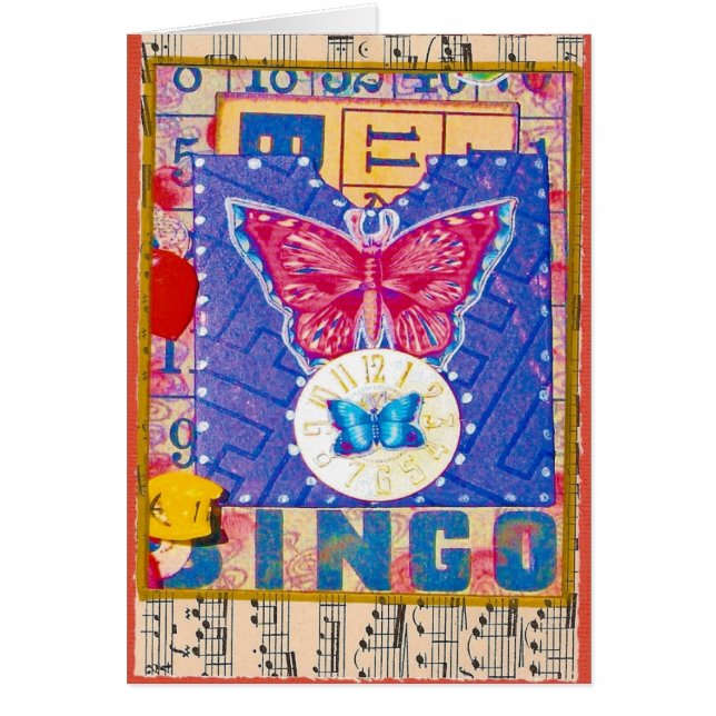 Vintage Bingo Altered Art Collage Card (Front)