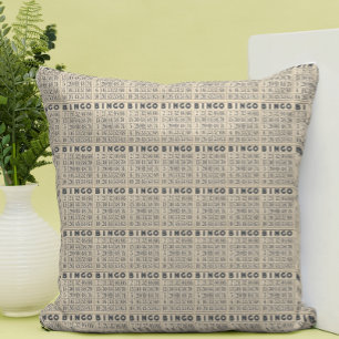Vintage Bingo Card Pattern Throw Pillow