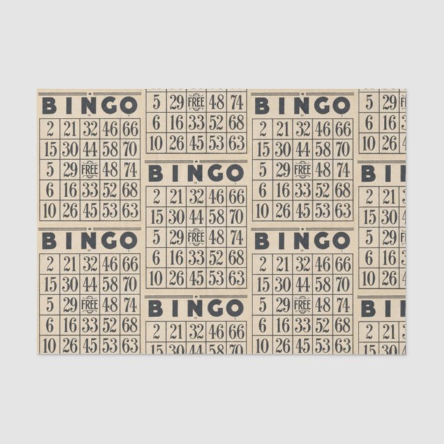 Vintage Bingo Card Tissue Paper (Front)