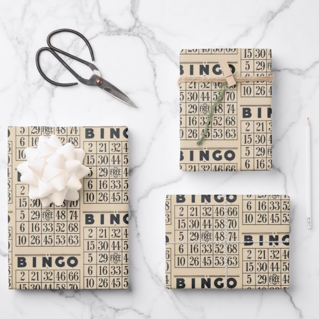 Vintage Bingo Card  Wrapping Paper Sheet (Front)