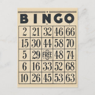 Vintage Bingo Game Card Postcard