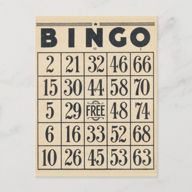 Vintage Bingo Game Card Postcard (Front)