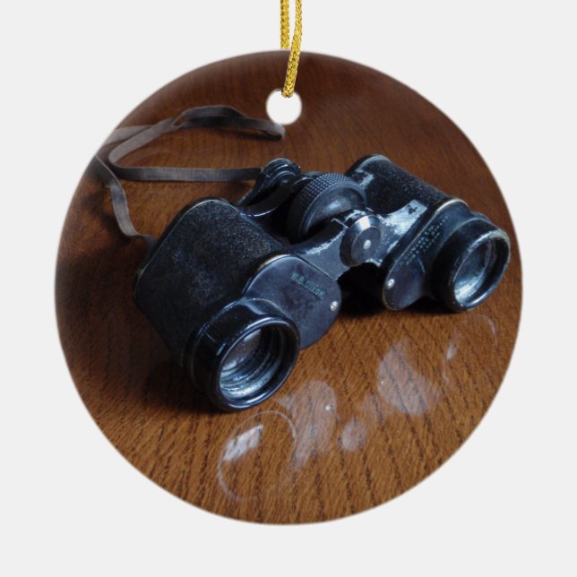 Vintage Binoculars Ceramic Tree Decoration (Front)