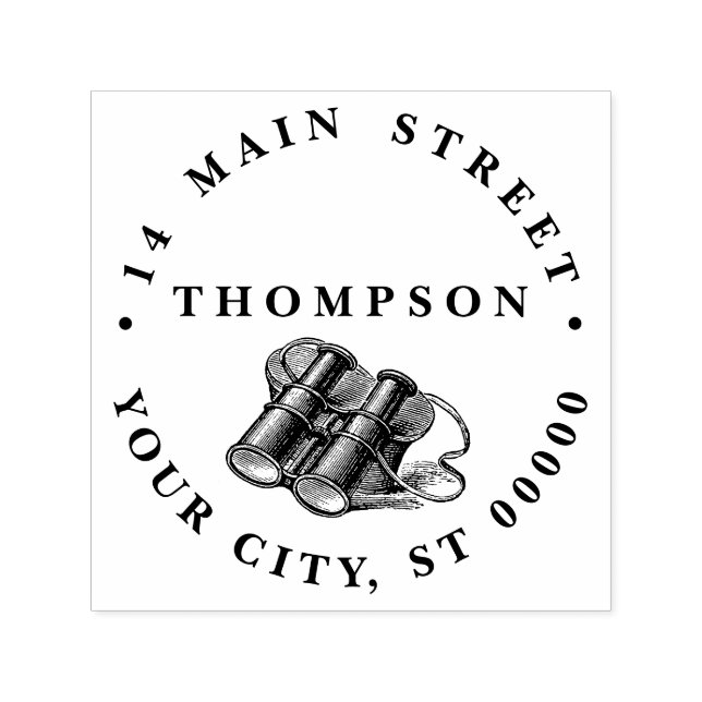 Vintage Binonulars Drawing Self-inking Stamp (Design)