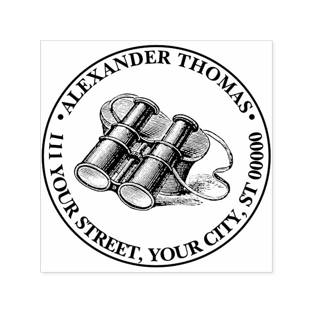 Vintage Binonulars Drawing Self-inking Stamp (Design)
