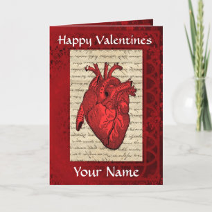 Vintage biolgical  heart  valentines day holiday card