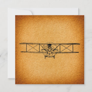 Vintage Biplane Antique Aeroplane Aviation Art Holiday Card