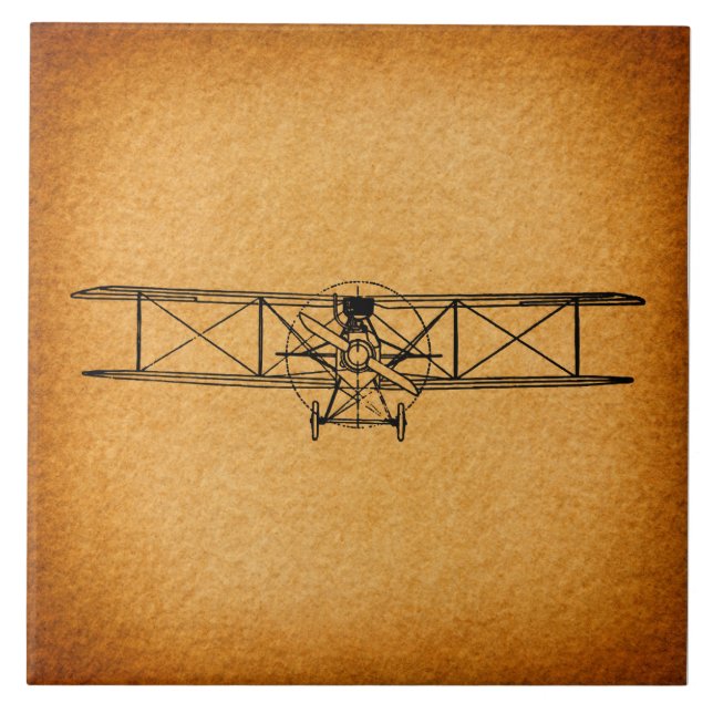 Vintage Biplane Antique Airplane Aviation Art Tile (Front)