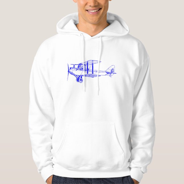 Vintage Biplane - Blue Hoodie (Front)