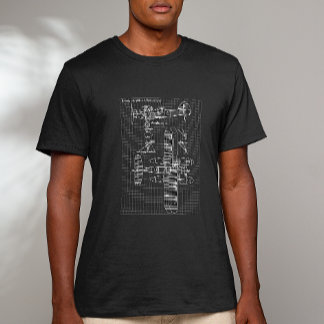 Vintage Biplane Blueprint – Aviation Art T-Shirt